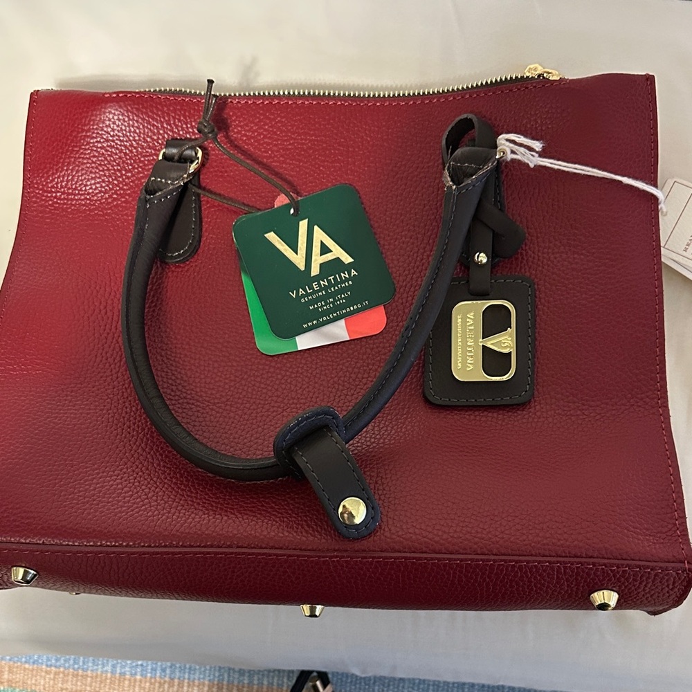 Valentina Burgundy Leather Tote
